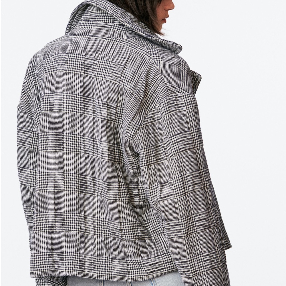 ZARA QUILTED CHECKERED LONG SLEEVE JACKET - Picture 6 of 12